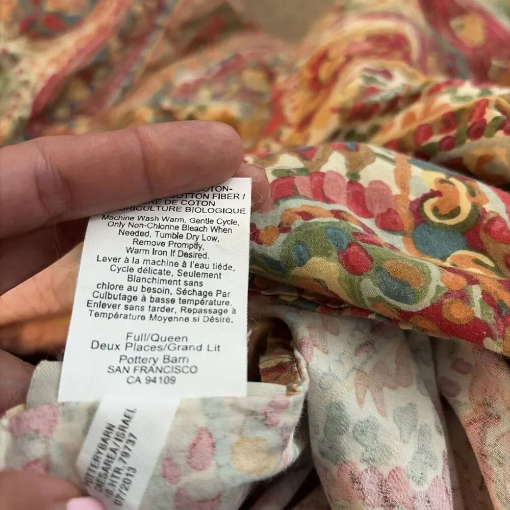 Pottery Barn Rosalie Paisley Full/Queen Duvet Cover 2013 Israel Red Orange